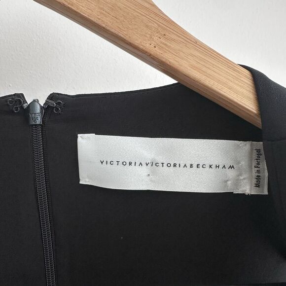 Victoria Beckham Dress 10 US Black Fit Flare Minimal Elegant Quiet Luxury Modest - Picture 14 of 14